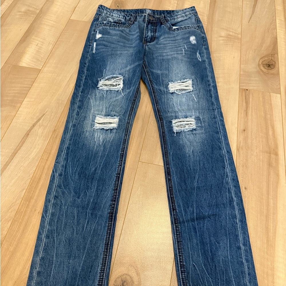 Distressed Blue Jeans